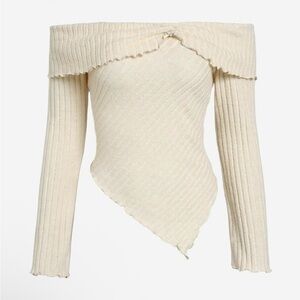 Elegant Cream Off-Shoulder Sweater